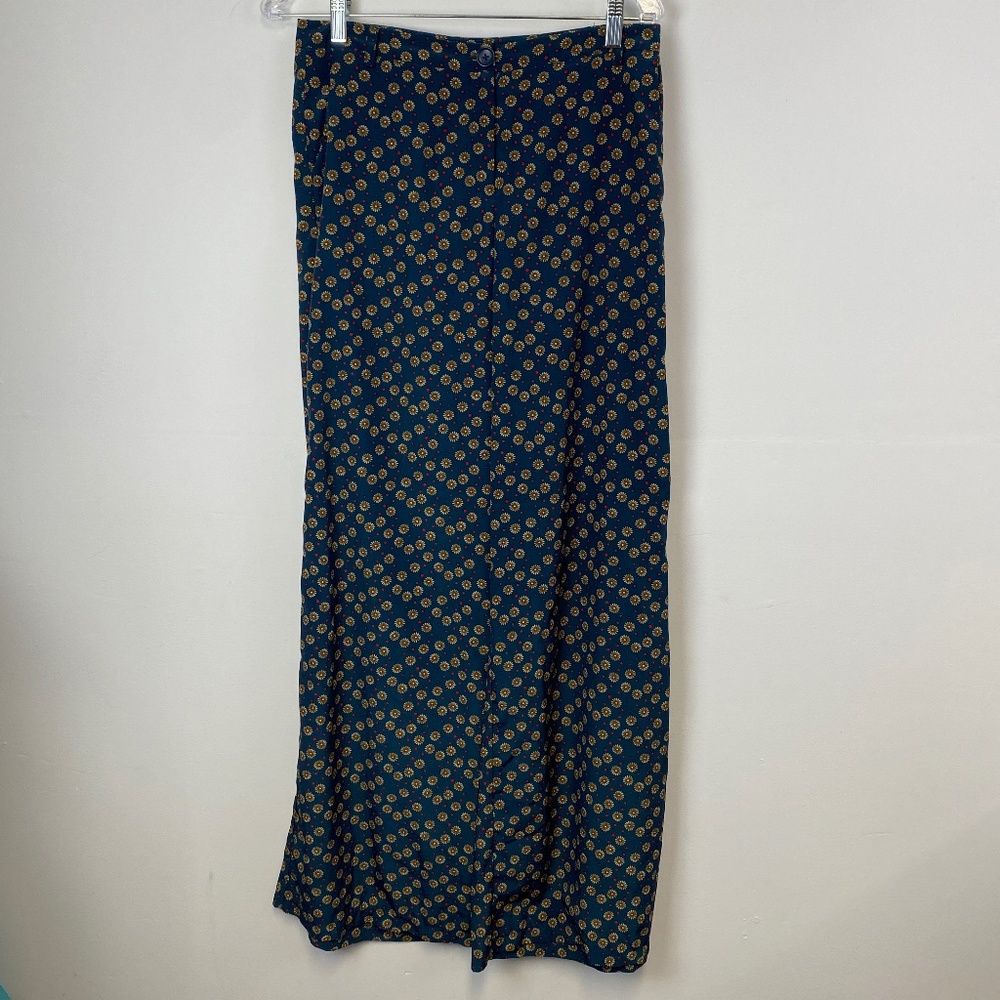 Forever 21 Blue Floral Wide Leg Pants Size Medium Flowy